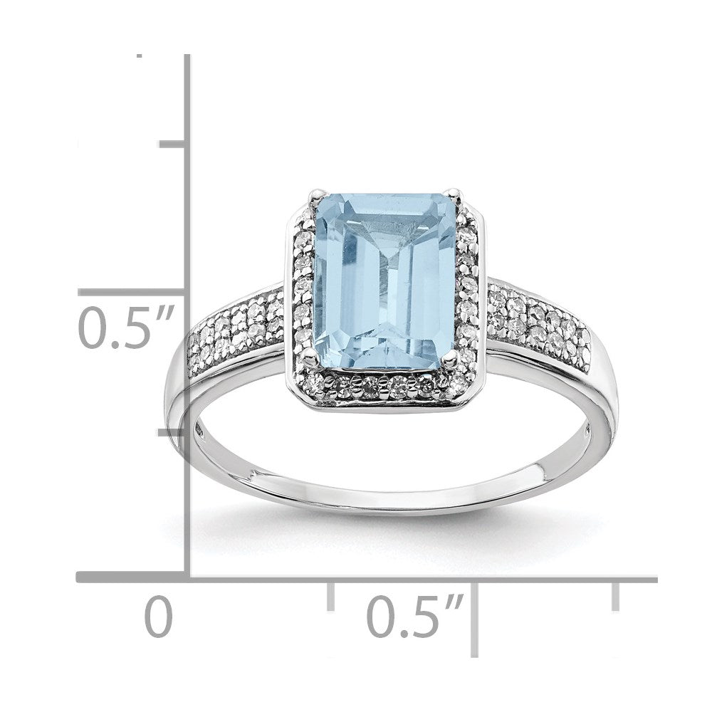 Sterling Silver Rhodium Diamond u0026 Sky Blue Topaz Ring
