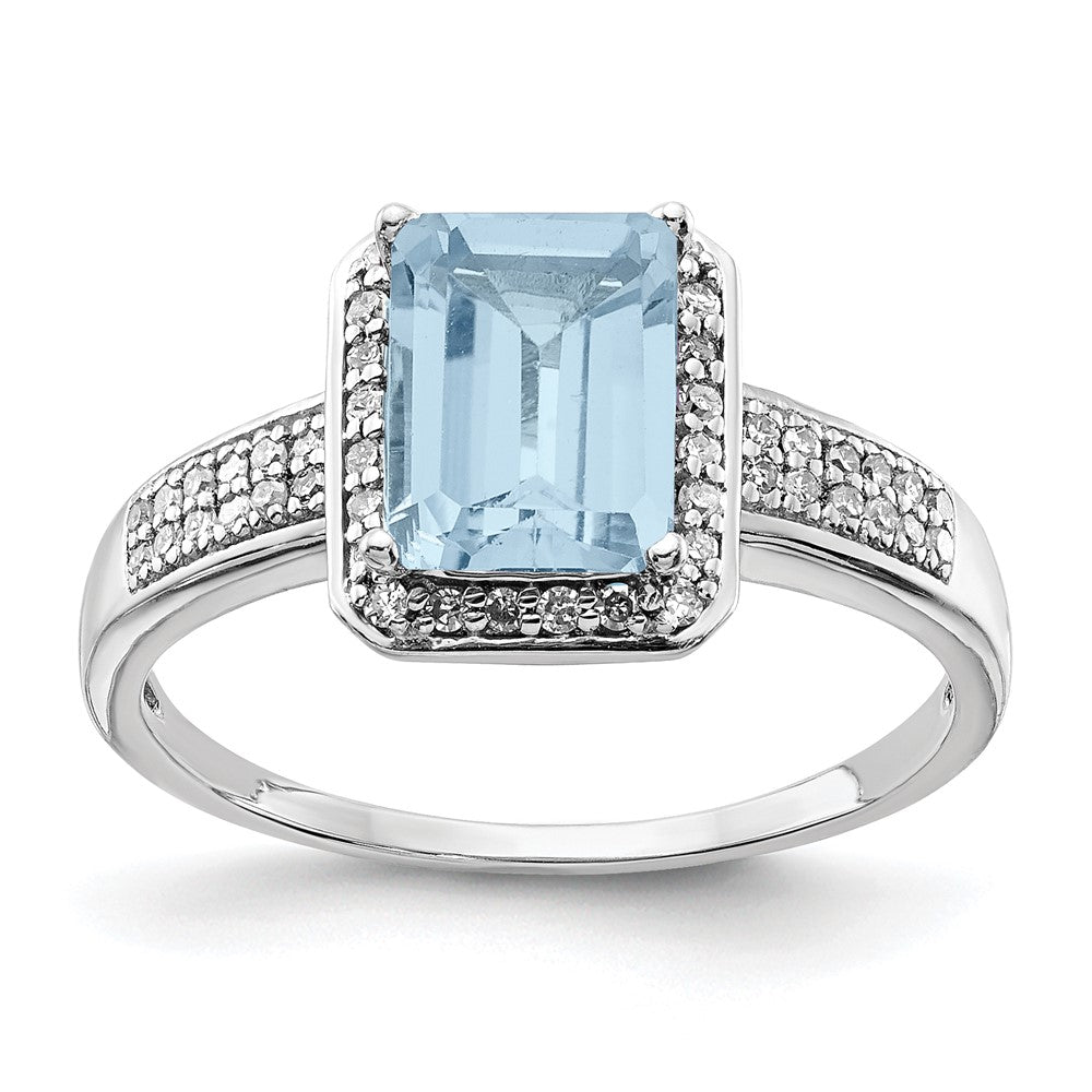 Sterling Silver Rhodium Diamond u0026 Sky Blue Topaz Ring