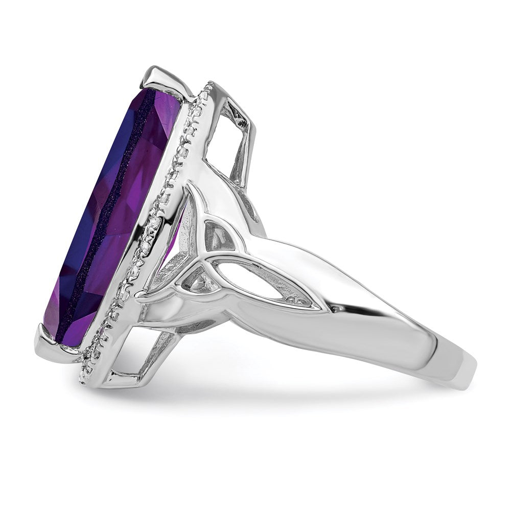 Sterling Silver Rhodium-plated Amethyst u0026 Diamond Ring