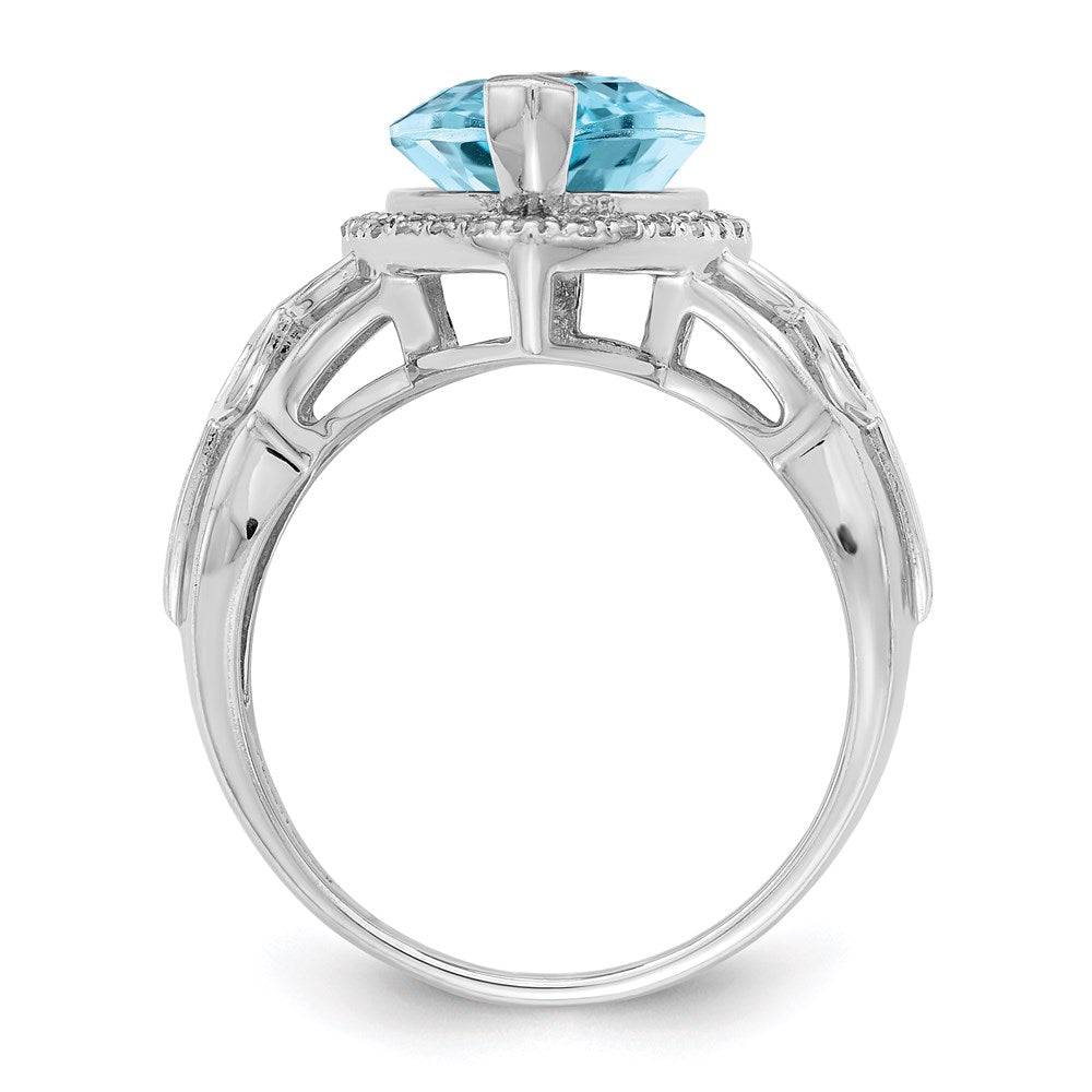 Sterling Silver Rhodium Diamond u0026 Sky Blue Topaz Ring