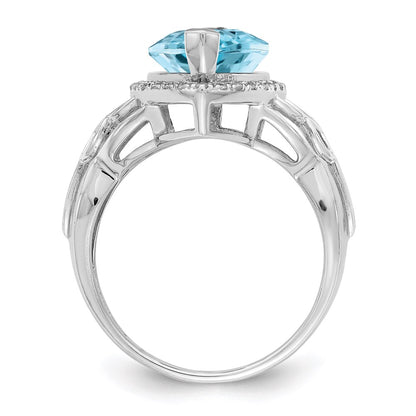 Sterling Silver Rhodium Diamond u0026 Sky Blue Topaz Ring