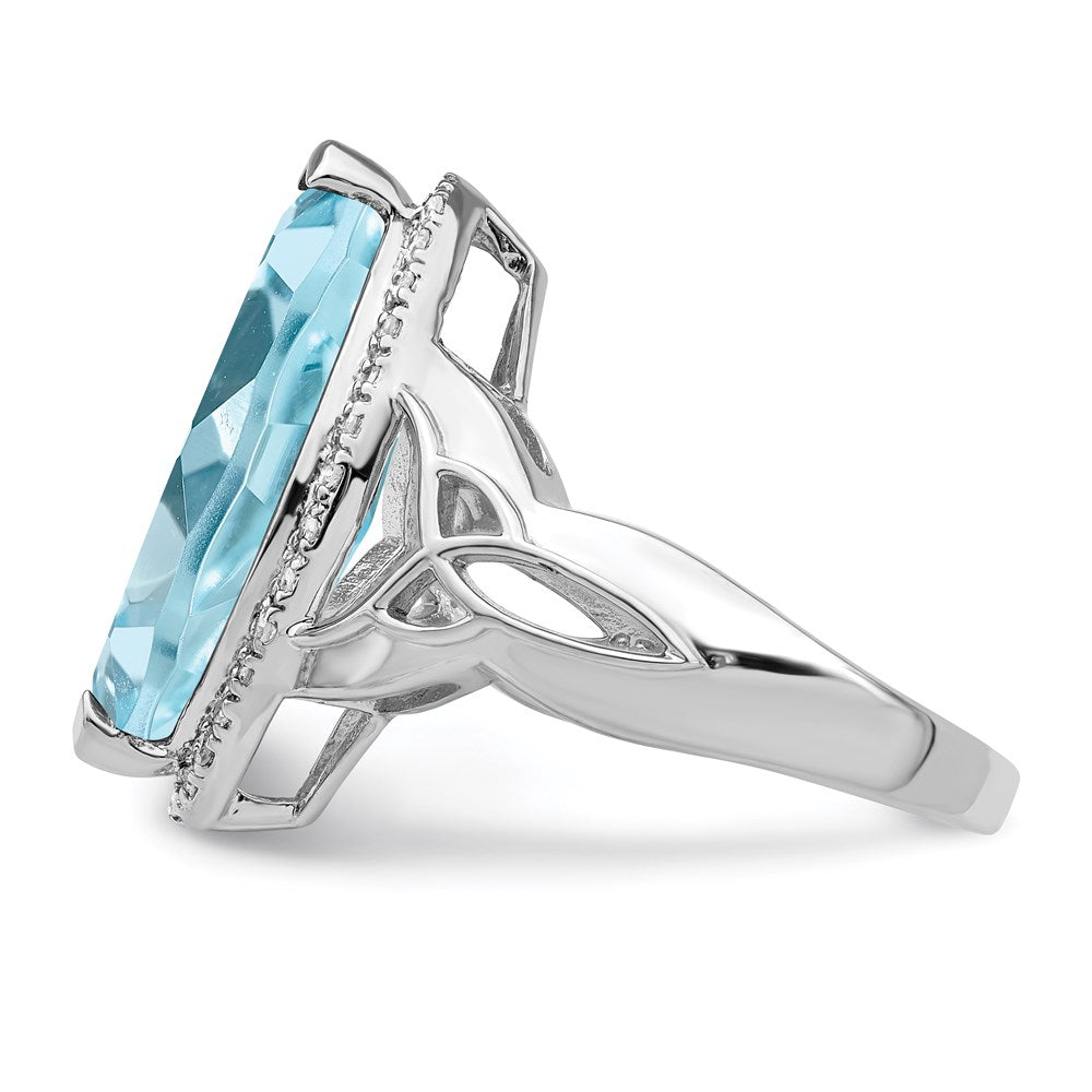 Sterling Silver Rhodium Diamond u0026 Sky Blue Topaz Ring
