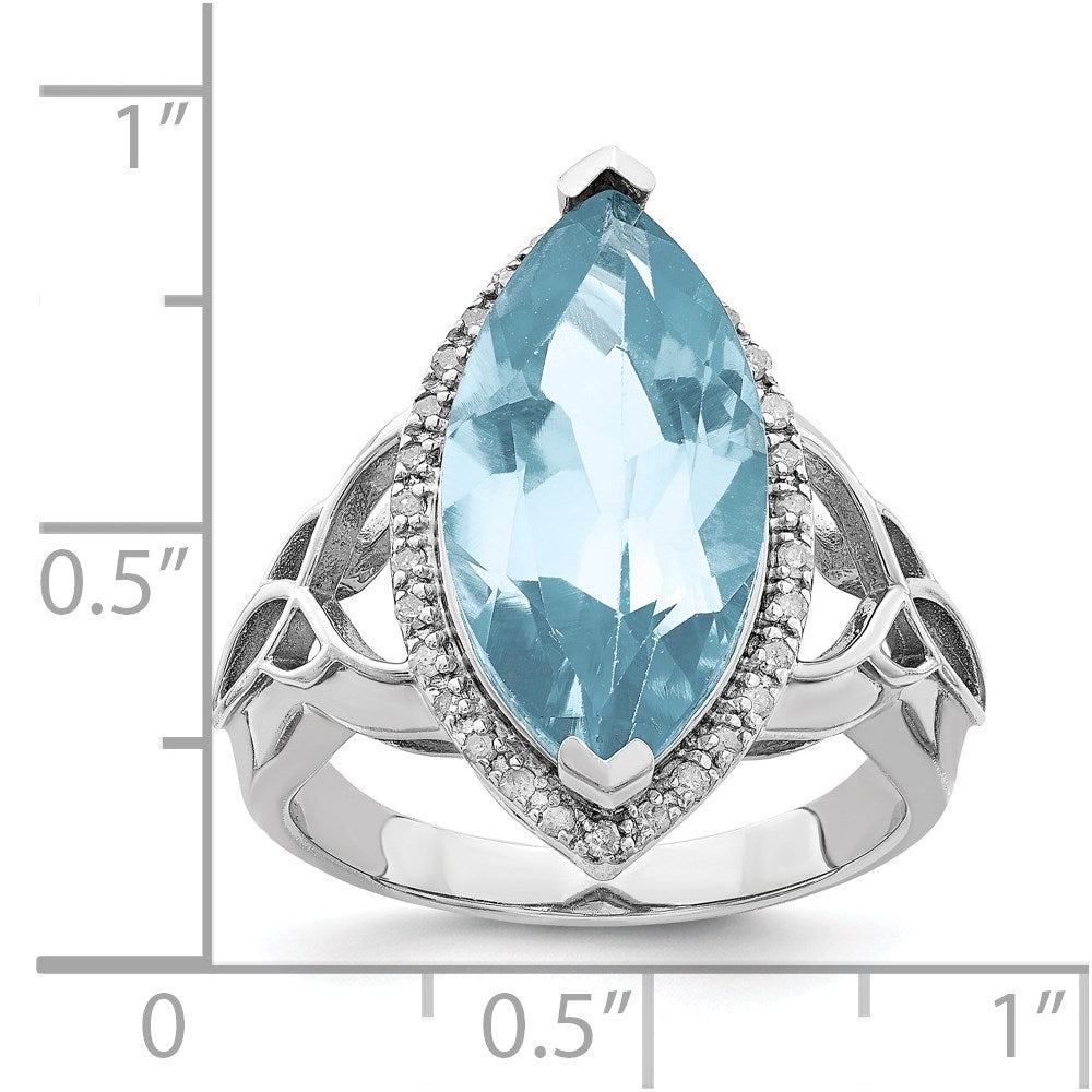 Sterling Silver Rhodium Diamond u0026 Sky Blue Topaz Ring