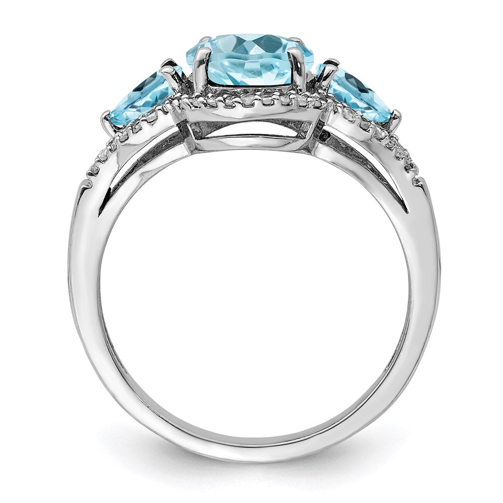 Sterling Silver Rhodium Diamond u0026 Sky Blue Topaz Ring
