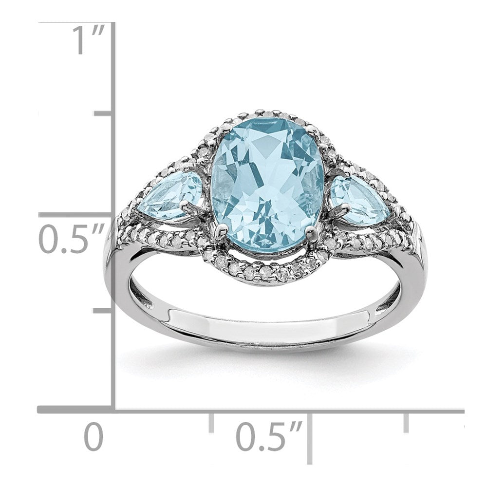 Sterling Silver Rhodium Diamond u0026 Sky Blue Topaz Ring