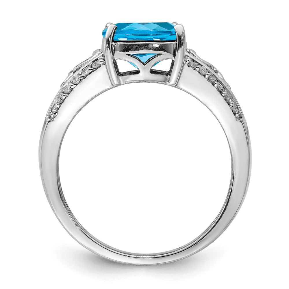 Sterling Silver Rhodium Blue Topaz u0026 Diamond Ring