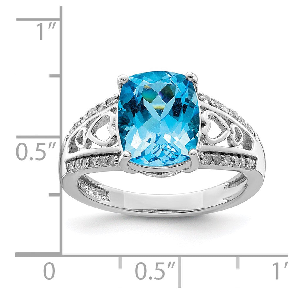Sterling Silver Rhodium Blue Topaz u0026 Diamond Ring