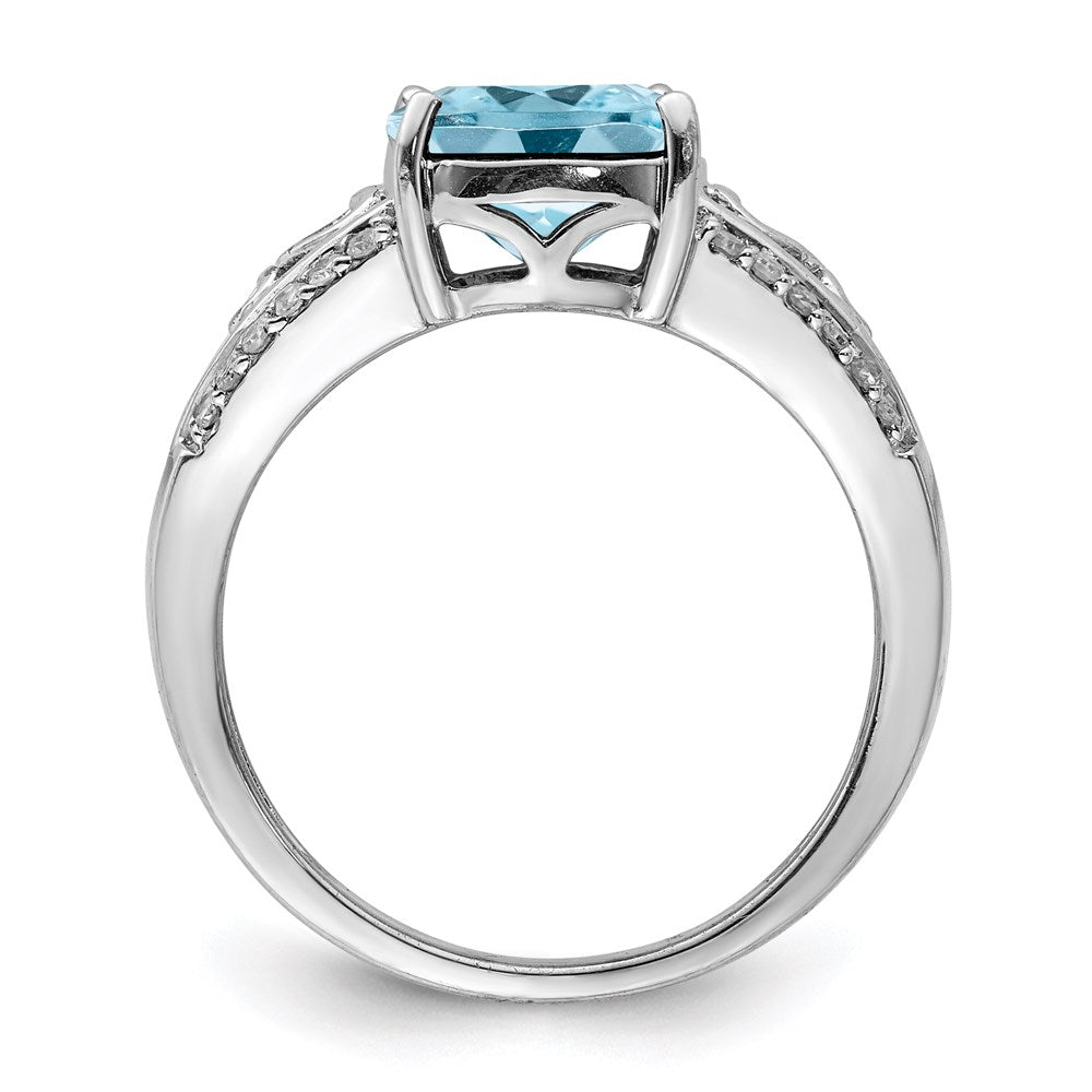 Sterling Silver Rhodium Diamond u0026 Sky Blue Topaz Ring