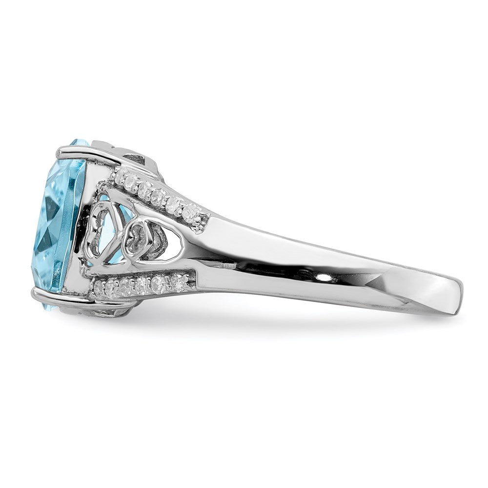 Sterling Silver Rhodium Diamond u0026 Sky Blue Topaz Ring