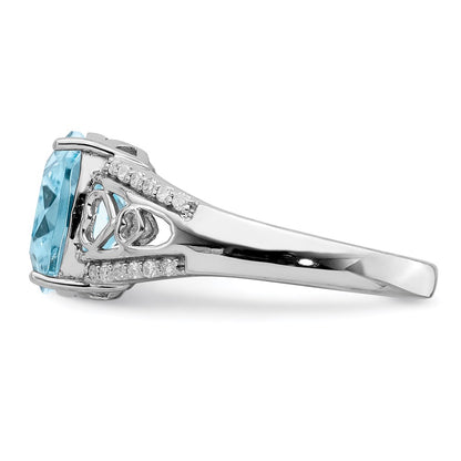 Sterling Silver Rhodium Diamond u0026 Sky Blue Topaz Ring