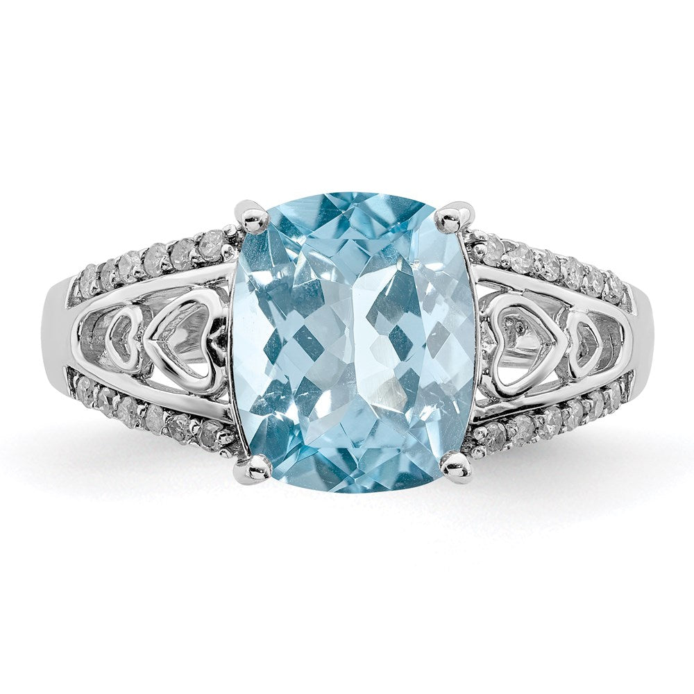 Sterling Silver Rhodium Diamond u0026 Sky Blue Topaz Ring