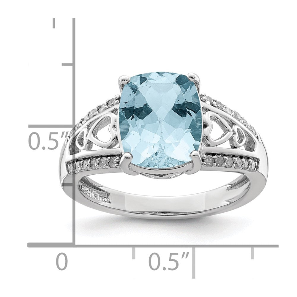 Sterling Silver Rhodium Diamond u0026 Sky Blue Topaz Ring