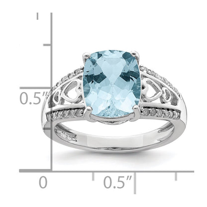 Sterling Silver Rhodium Diamond u0026 Sky Blue Topaz Ring