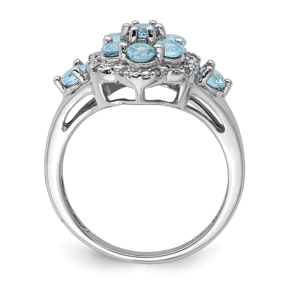 Sterling Silver Rhodium Diamond u0026 Swiss Blue Topaz Ring