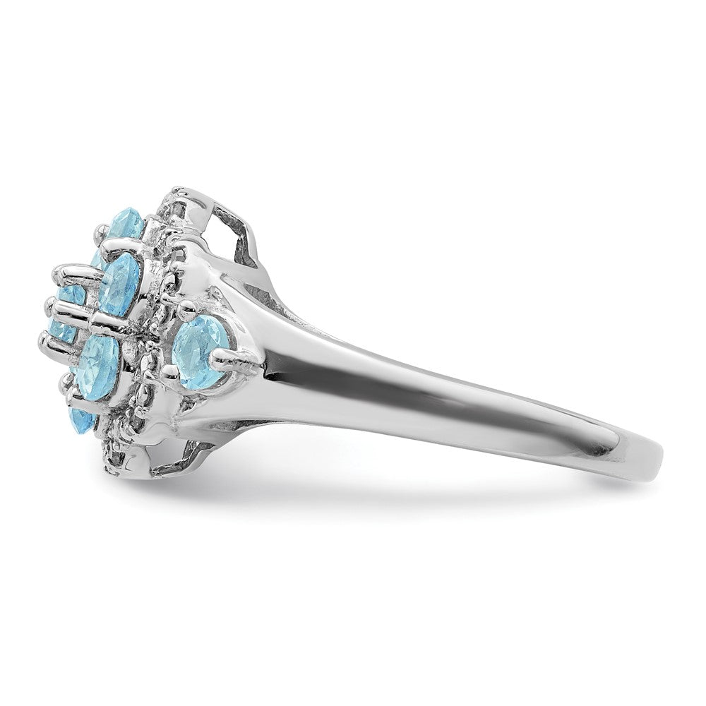 Sterling Silver Rhodium Diamond u0026 Swiss Blue Topaz Ring