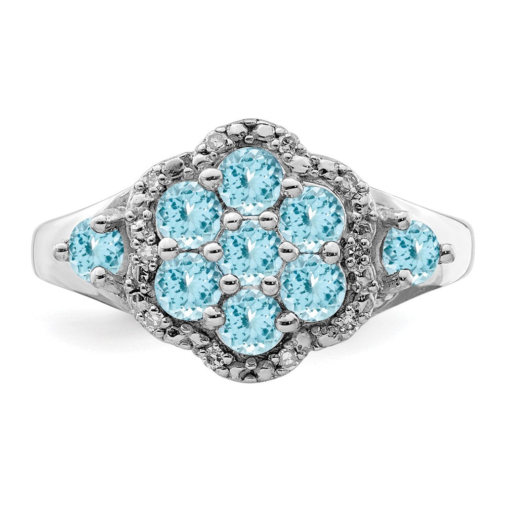 Sterling Silver Rhodium Diamond u0026 Swiss Blue Topaz Ring