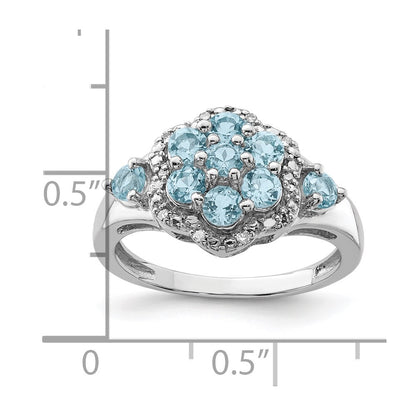Sterling Silver Rhodium Diamond u0026 Swiss Blue Topaz Ring