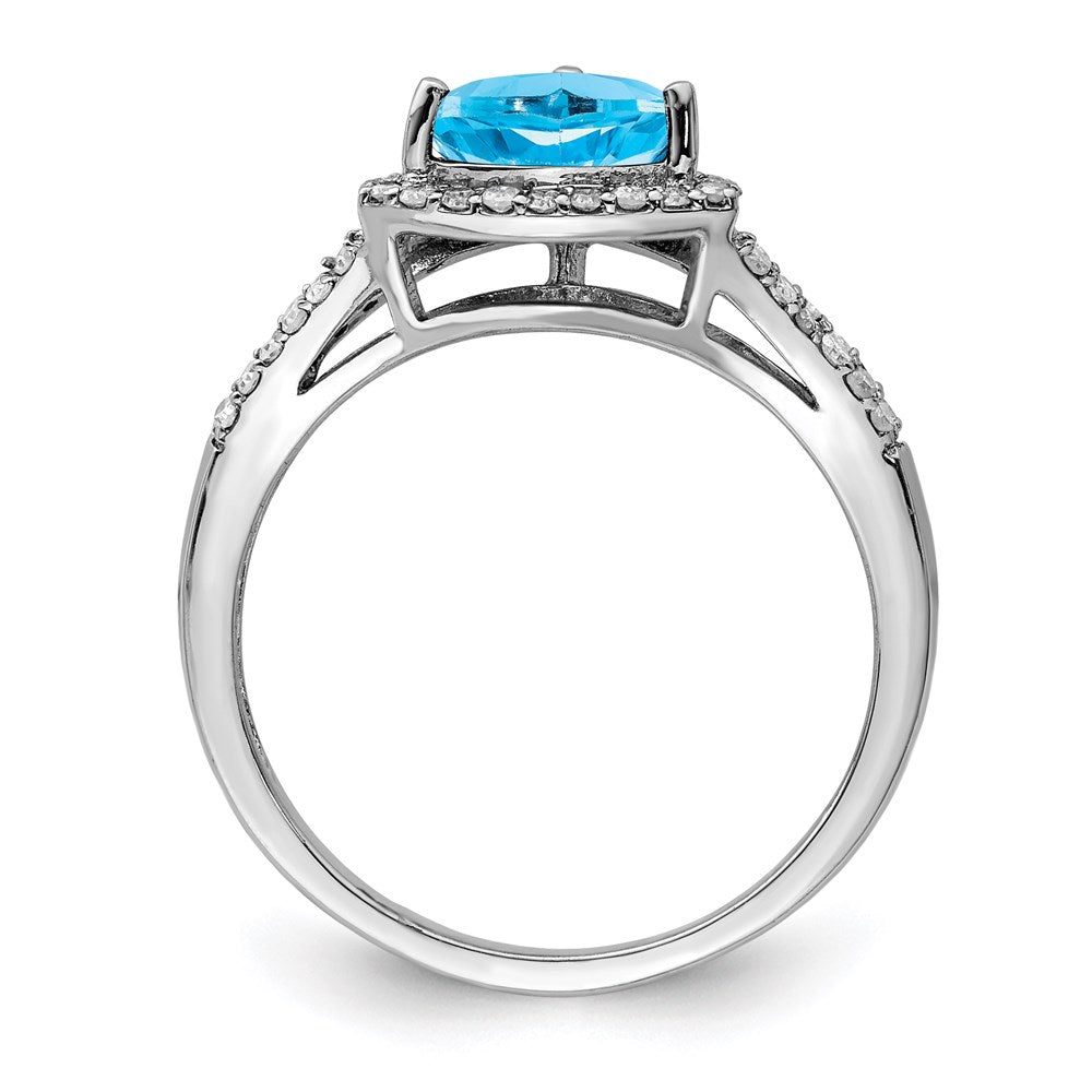 Sterling Silver Rhodium Blue Topaz u0026 Diamond Ring