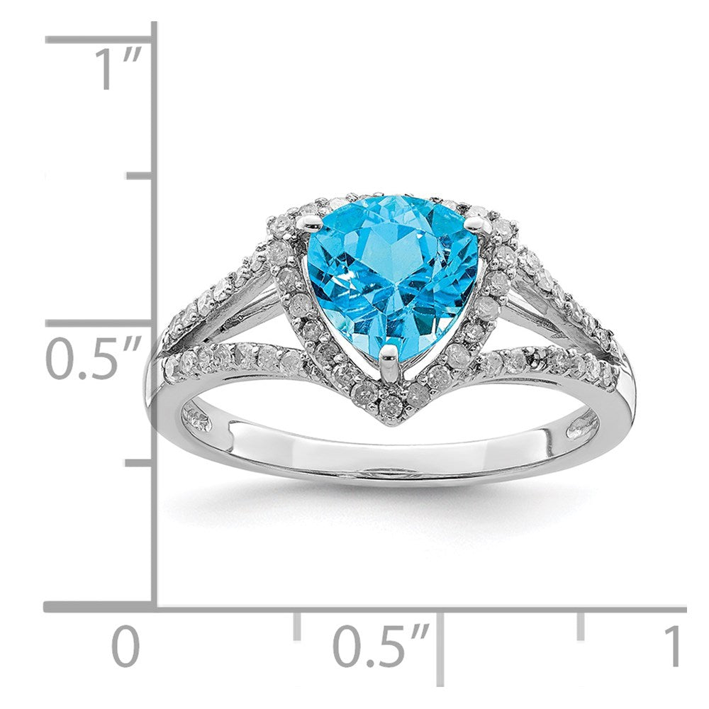 Sterling Silver Rhodium Blue Topaz u0026 Diamond Ring