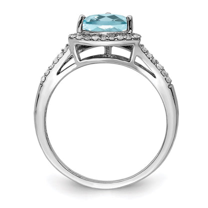 Sterling Silver Rhodium Diamond u0026 Sky Blue Topaz Ring