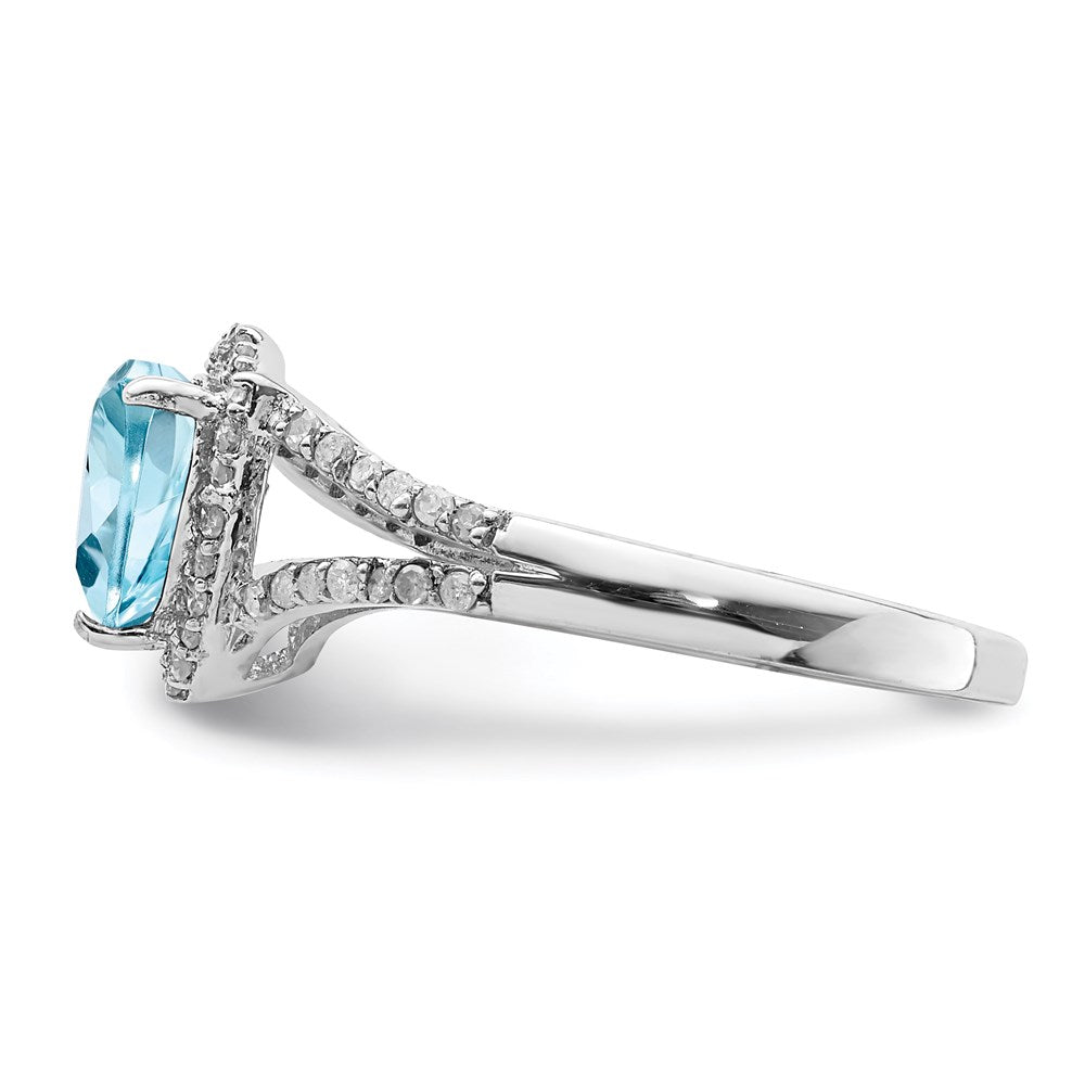 Sterling Silver Rhodium Diamond u0026 Sky Blue Topaz Ring