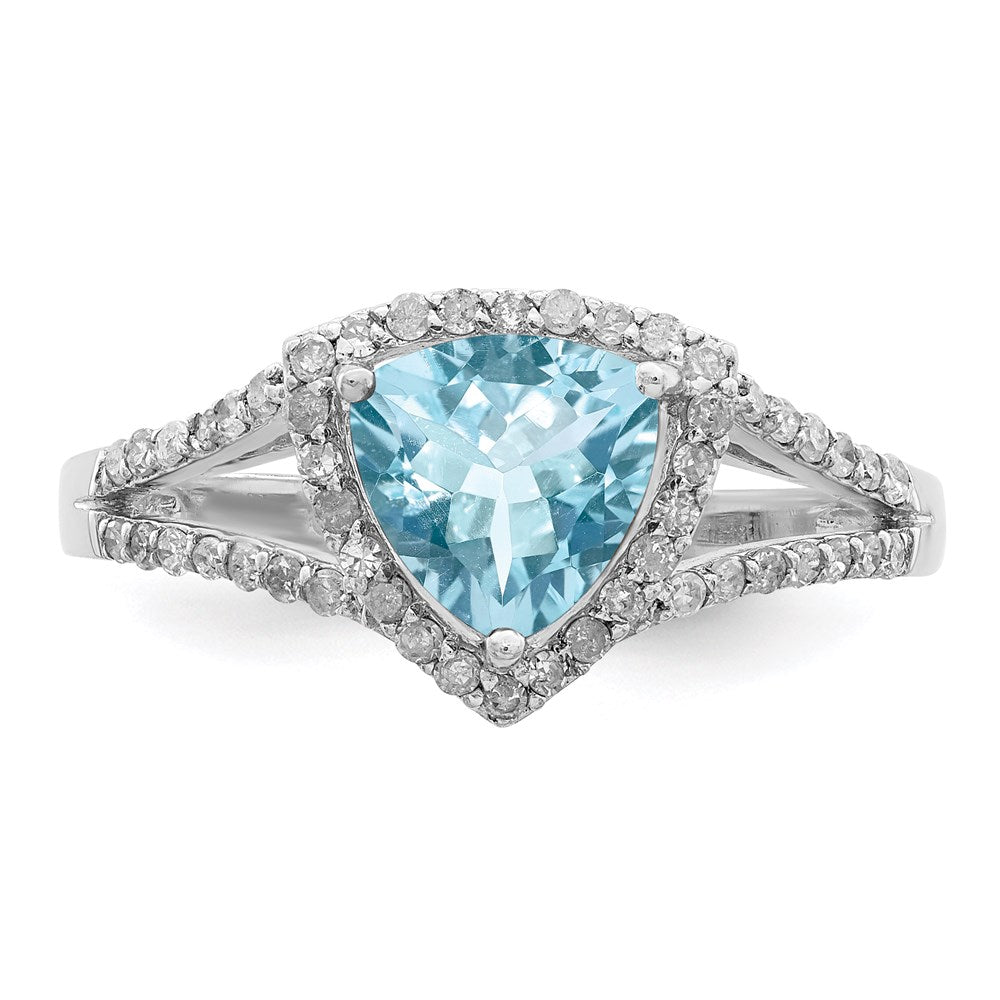 Sterling Silver Rhodium Diamond u0026 Sky Blue Topaz Ring