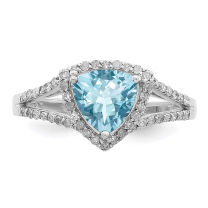 Sterling Silver Rhodium Diamond u0026 Sky Blue Topaz Ring