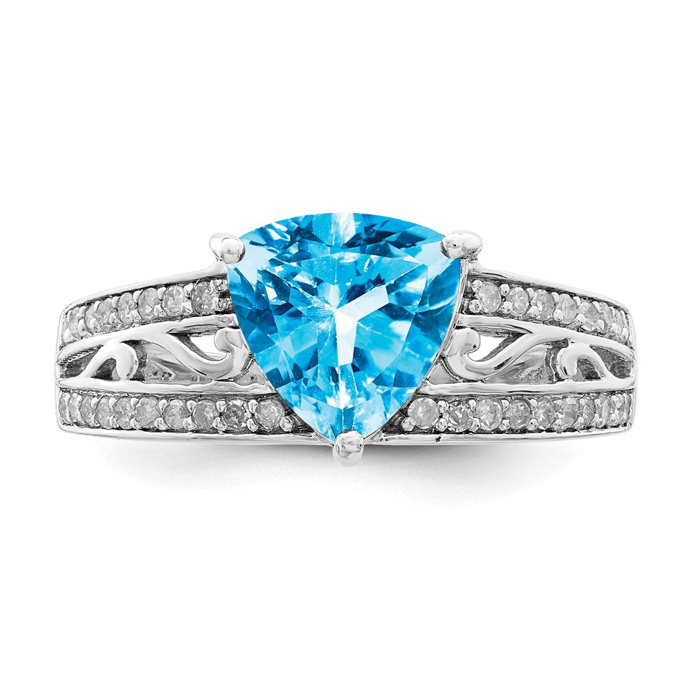 Sterling Silver Rhodium Blue Topaz u0026 Diamond Ring