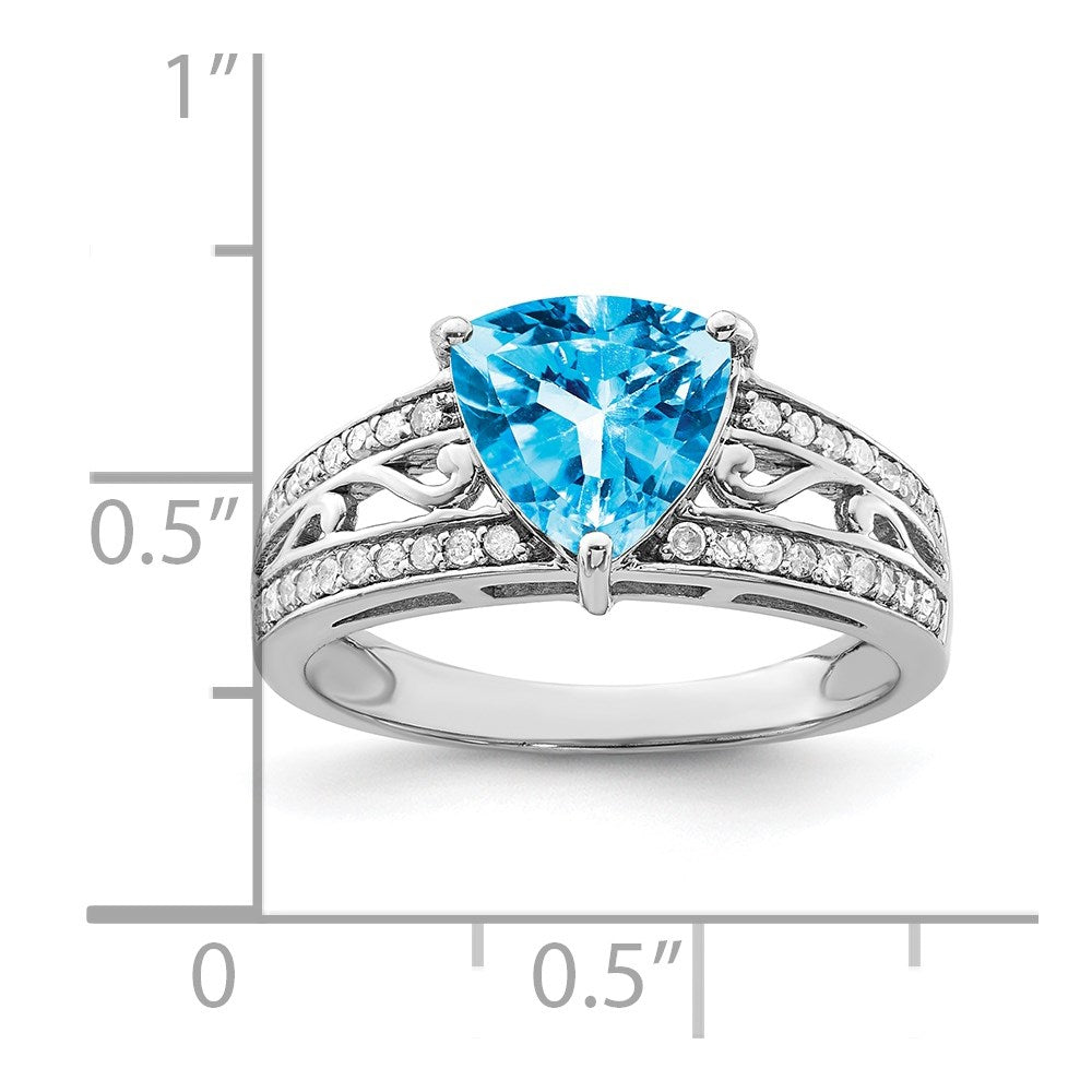 Sterling Silver Rhodium Blue Topaz u0026 Diamond Ring