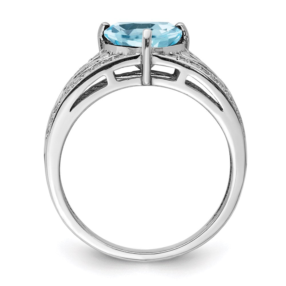 Sterling Silver Rhodium Diamond u0026 Sky Blue Topaz Ring
