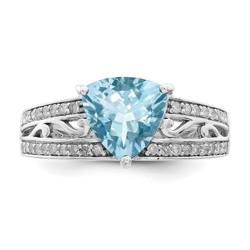 Sterling Silver Rhodium Diamond u0026 Sky Blue Topaz Ring