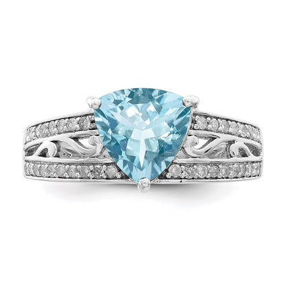 Sterling Silver Rhodium Diamond u0026 Sky Blue Topaz Ring