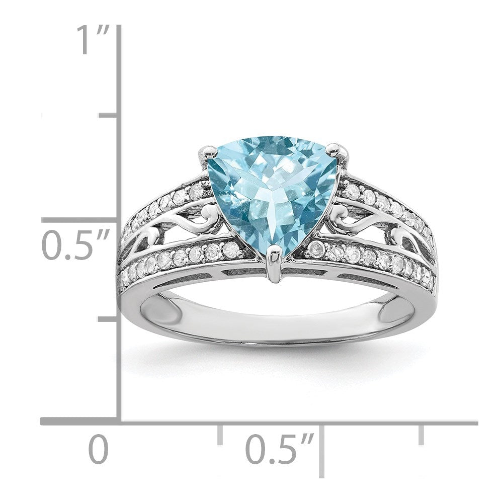 Sterling Silver Rhodium Diamond u0026 Sky Blue Topaz Ring