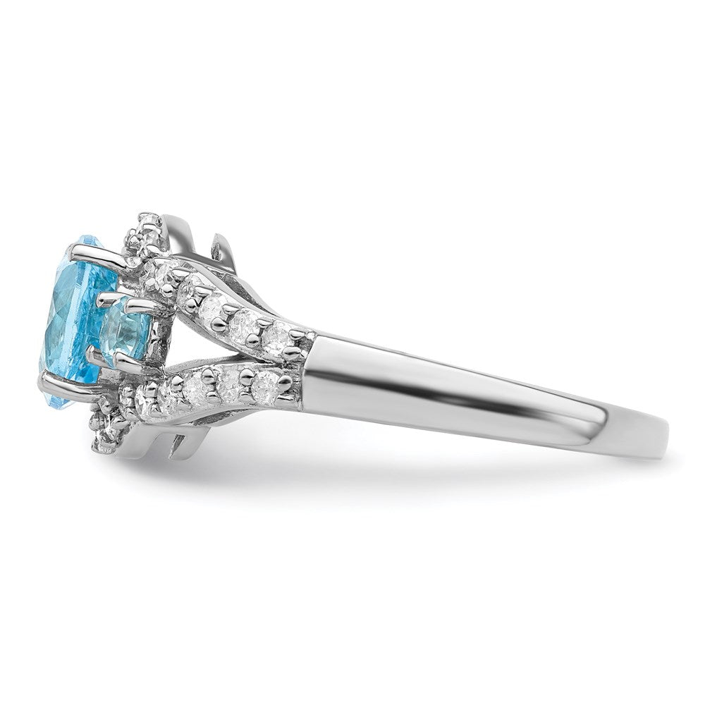 Sterling Silver Rhodium Diamond u0026 Sky Blue Topaz Ring