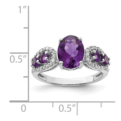 Sterling Silver Rhodium-plated Amethyst u0026 Diamond Ring