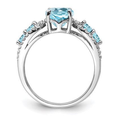 Sterling Silver Rhodium Diamond u0026 Sky Blue Topaz Ring