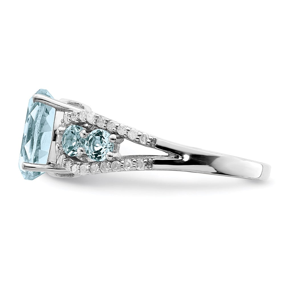 Sterling Silver Rhodium Diamond u0026 Sky Blue Topaz Ring