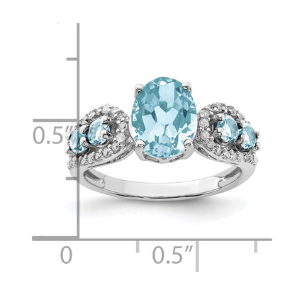 Sterling Silver Rhodium Diamond u0026 Sky Blue Topaz Ring