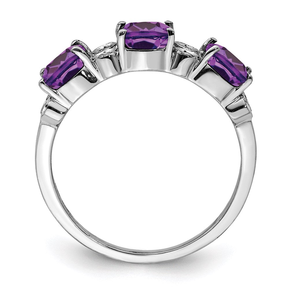 Sterling Silver Rhodium-plated Amethyst u0026 Diamond Ring