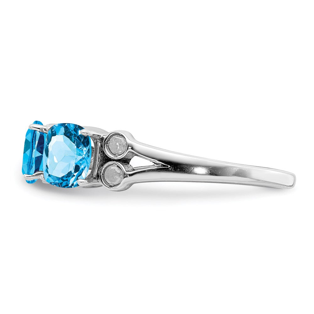 Sterling Silver Rhodium Blue Topaz u0026 Diamond Ring