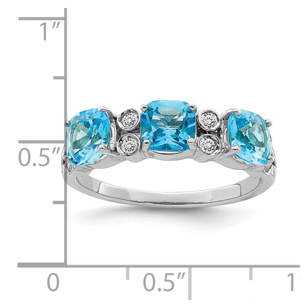 Sterling Silver Rhodium Blue Topaz u0026 Diamond Ring
