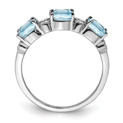 Sterling Silver Rhodium Diamond u0026 Sky Blue Topaz Ring