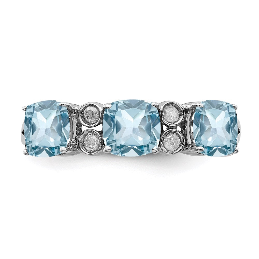 Sterling Silver Rhodium Diamond u0026 Sky Blue Topaz Ring