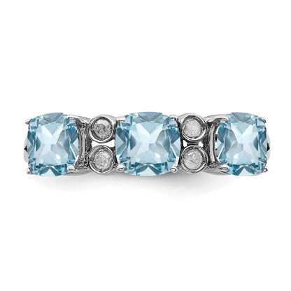 Sterling Silver Rhodium Diamond u0026 Sky Blue Topaz Ring
