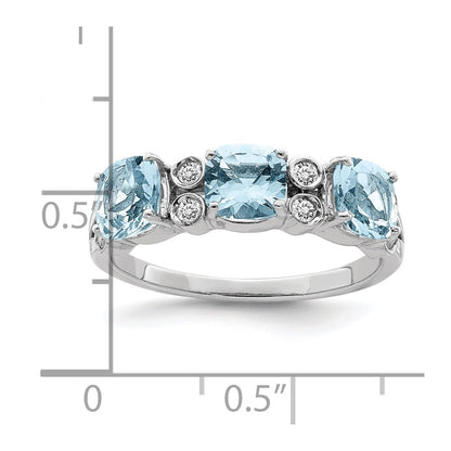 Sterling Silver Rhodium Diamond u0026 Sky Blue Topaz Ring