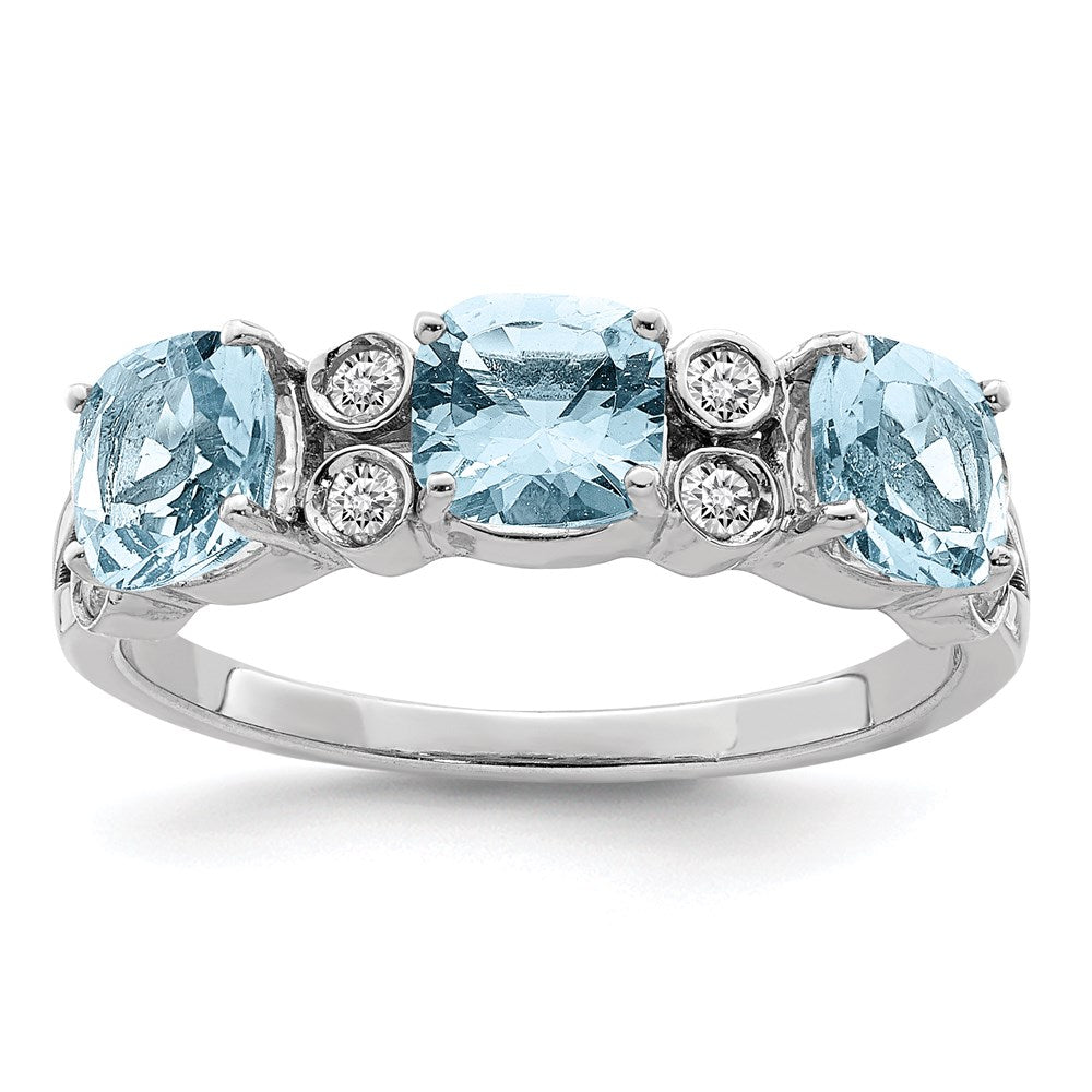 Sterling Silver Rhodium Diamond u0026 Sky Blue Topaz Ring