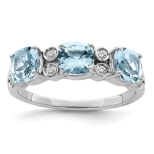 Sterling Silver Rhodium Diamond u0026 Sky Blue Topaz Ring