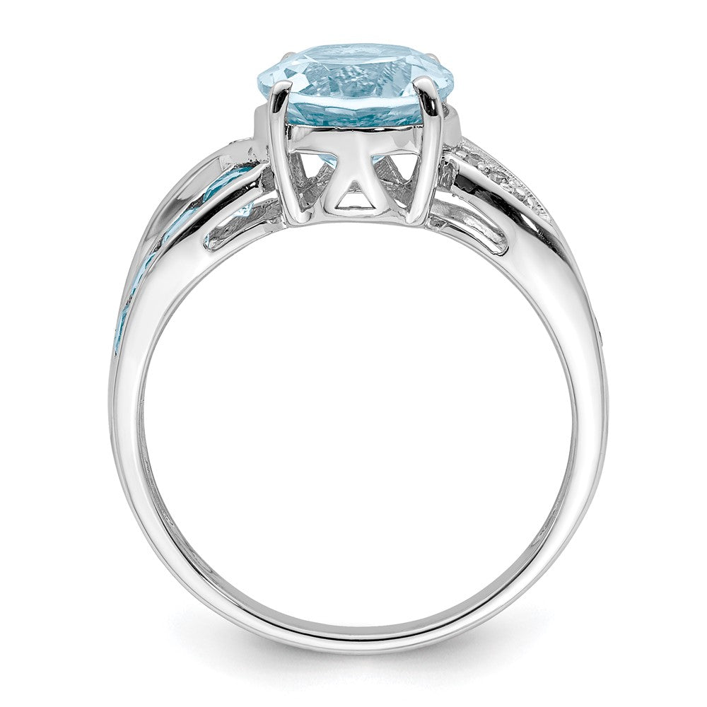 Sterling Silver Rhodium Diamond u0026 Sky Blue Topaz Ring