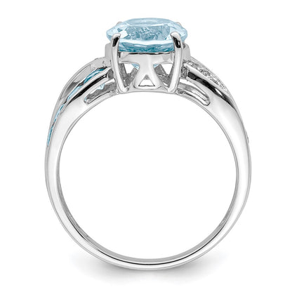 Sterling Silver Rhodium Diamond u0026 Sky Blue Topaz Ring
