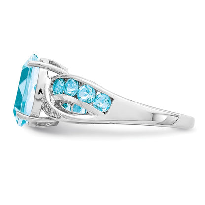 Sterling Silver Rhodium Diamond u0026 Sky Blue Topaz Ring